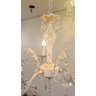 Lustre Provençal 3 Braços Branco Com Dourado Com Cristais Para Sala Ou Quarto - 3