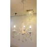 Lustre Provençal 3 Braços Branco Com Dourado Com Cristais Para Sala Ou Quarto - 2