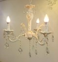 Ver imagem 1 de Lustre Provençal 3 Braços Branco Com Dourado Com Cristais Para Sala Ou Quarto