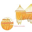 Ver imagem 2 de Rede de Dormir e Descanso para Casal Amarela 100% Algodão com Madeira