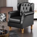 Ver imagem 3 de Kit 02 Poltronas Decorativa para Sala de Estar Yara P02 Couríssimo Preto Brilho - Lyam Decor