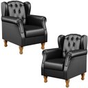 Ver imagem 1 de Kit 02 Poltronas Decorativa para Sala de Estar Yara P02 Couríssimo Preto Brilho - Lyam Decor