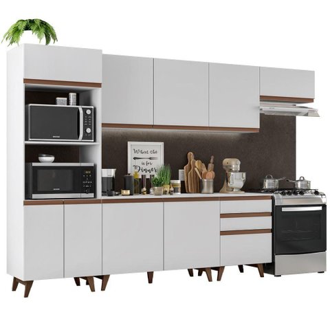 Cozinha Completa Reims com Armário e Balcão Branco Madesa