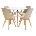 Ver imagem 1 de Kit Mesa Redonda Eames 90cm Branca + 4 Cadeiras Saarinen Wood Nude
