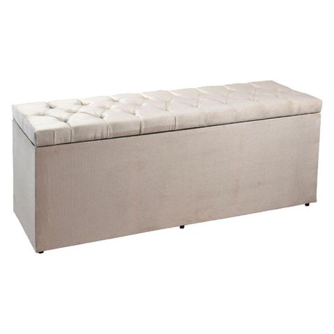 Calçadeira Recamier Baú Queen 1,60m Madrid Suede Bege