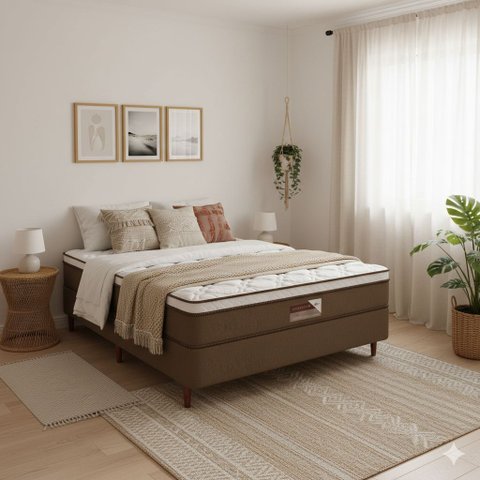 Cama Box Casal Castor Revolution Pocket 138x188x54 + Box Castor