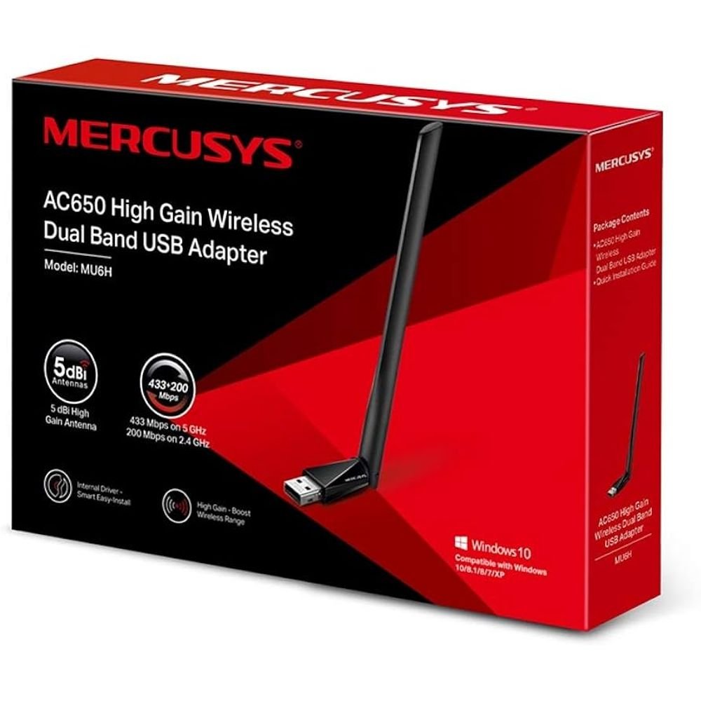 Adaptador Wifi Mercusys Mu6h Ac650 Dual Band 5dbi 433+200mbps - 3