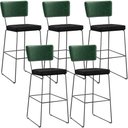 Ver imagem 1 de Kit 05 Banquetas Altas Sala de Jantar Fixa Allana L02 Facto Verde Musgo Linho Chumbo - Lyam Decor