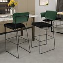 Ver imagem 2 de Kit 05 Banquetas Altas Sala de Jantar Fixa Allana L02 Facto Verde Musgo Linho Chumbo - Lyam Decor
