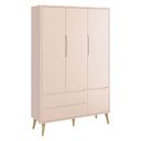 Ver imagem 5 de Quarto de Bebê Theo 3 Portas Cômoda Gaveteiro Rosa com Pés Madeira Natural - Reller