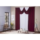 Ver imagem 1 de Cortina Paris 5,00 X 2,80 Sala Quarto Decoração com Bando Malha Gel Branco e Vinho