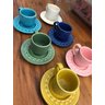 Jogo de xícara de Café Coloridas com Pires 12 peças - 1