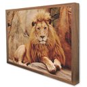 Ver imagem 1 de Quadro Decorativo Caixa Leão Tacolado Moldura Caixa 3cm Madeira com Vidro 80 X 120cm