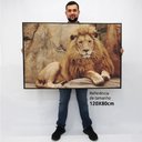 Ver imagem 2 de Quadro Decorativo Caixa Leão Tacolado Moldura Caixa 3cm Madeira com Vidro 80 X 120cm