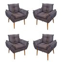 Ver imagem 1 de Kit 04 Cadeiras Poltronas de Luxo Opala Sala, Quarto Cor:cinza