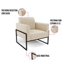 Ver imagem 6 de Poltrona Base Industrial Alta Preto Marisa Suede Bege D03 - D’Rossi