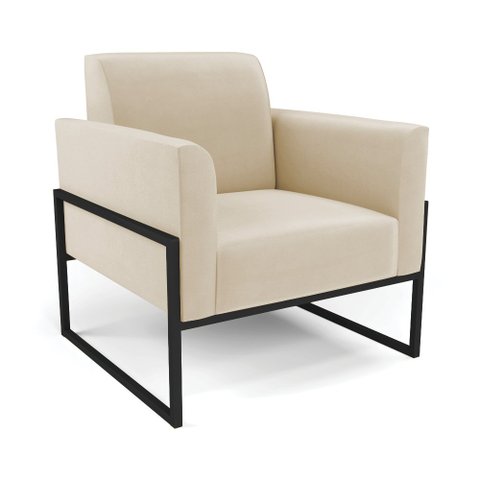 Poltrona Base Industrial Alta Preto Marisa Suede Bege D03 - D’Rossi