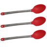 Colher de Silicone Cabo Inox 24 cm Vermelha Arroz Farofa Molhos Kit 3 - 1
