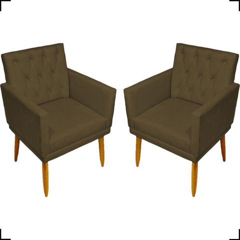 Kit 2 Poltronas Decorativa para Sala Recepção Nina Capitonê Suede Cores Pé Palito