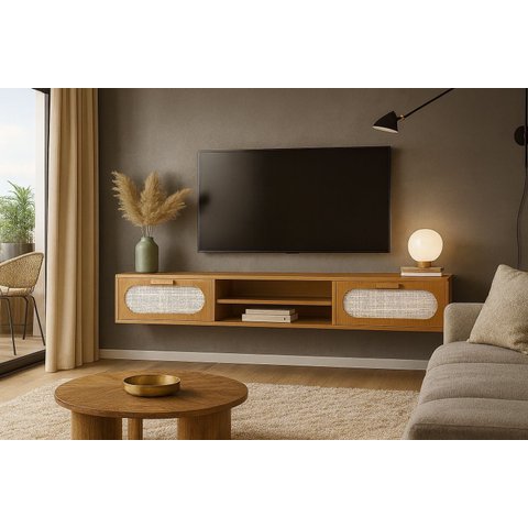 Rack Suspenso Santorini 2 Gavetas MDF 180cm:Nature