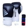 Kit Luva Boxe Adidas Hybrid 300 Preto/Branco com 3 Bandagens e Protetor Bucal - 12 Oz - 1
