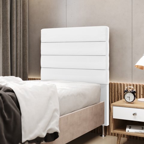 Cabeceira Atlas 90 para Cama de Solteiro A-013 Couro Branco Aradecor
