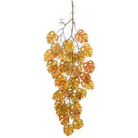 Planta Artificial Pendentes Costela de Adão C/print Laranja Outono 1,05cm