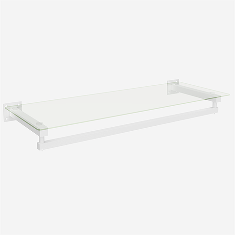 Prateleira de Vidro com Cabideiro 80cm Quadrada Leve Comac - Branco