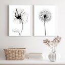 Ver imagem 2 de Kit 2 Quadros Minimalistas Modernos Fotos flores 33x24cm - com Vidro:madeira Preta