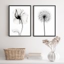Ver imagem 1 de Kit 2 Quadros Minimalistas Modernos Fotos flores 33x24cm - com Vidro:madeira Preta