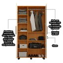 Ver imagem 3 de Guarda Roupa Solteiro Multiuso sem Gaveta Reforçado Ouro Fechadura com Chave Nature / Off White