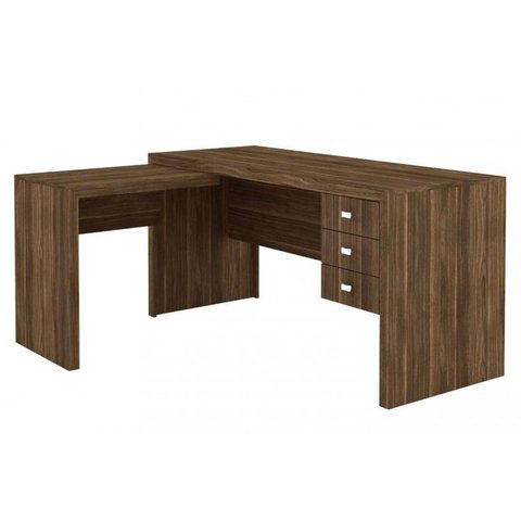 Mesa de Escritório ME4106 c/ 3 Gavetas Nogal - Tecno Mobili