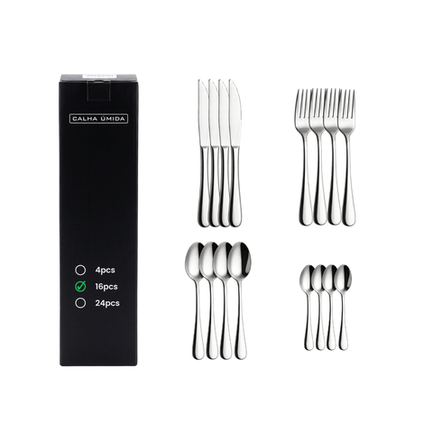 Conjunto de Talheres 16 Peças Aço Inox Mesa Cozinha Completo