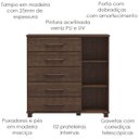 Ver imagem 4 de Comoda 5 Gavetas 1 Porta Madeira Maciça 125 Cm 2251 Cafe Milani Store