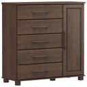 Ver imagem 1 de Comoda 5 Gavetas 1 Porta Madeira Maciça 125 Cm 2251 Cafe Milani Store