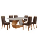 Ver imagem 2 de Mesa de Jantar Alvorada 180cm Tampo MDF Vidro Canto Copo com 6 Cadeiras Carolina