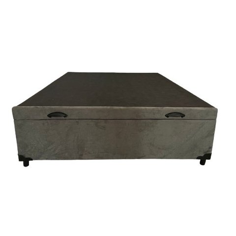 Cama Box Baú Viúvão Blindado Suede Cinza Com 128Cm de Largura
