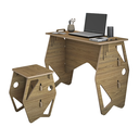 Ver imagem 1 de Kit de Escrivaninha e Banqueta Mesa de Apoio Infantil Juvenil Soho Mdf Amadeirado Naturalle