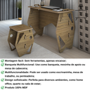 Ver imagem 2 de Kit de Escrivaninha e Banqueta Mesa de Apoio Infantil Juvenil Soho Mdf Amadeirado Naturalle