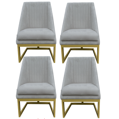 Kit 04 Cadeiras para Sala de Jantar Ana Base de Ferro Suede Bege - D'classe Decor