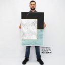 Ver imagem 3 de Quadro Decorativo em Canvas Geométrico Quadrado Marmorizado TaColado Moldura Branca 90 x 60cm