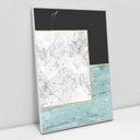Ver imagem 2 de Quadro Decorativo em Canvas Geométrico Quadrado Marmorizado TaColado Moldura Branca 90 x 60cm