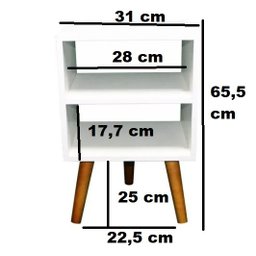 Mesa de Cabeceira Retro Quarto Sala com Duas Prateleiras - 3