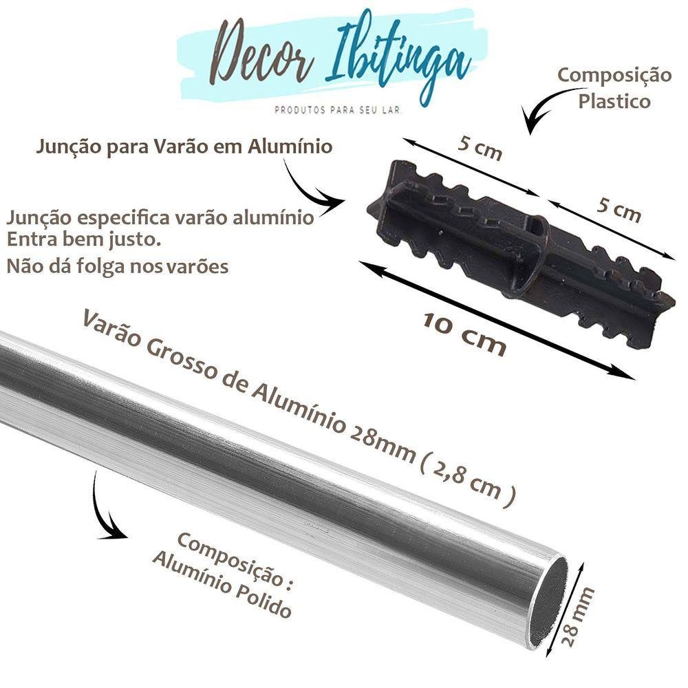 Varão Teto Cortina 1,80 M Com 28Mm Cromado Gesso Drywall - 6
