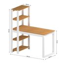 Ver imagem 4 de Conjunto com 2 Mesas Escrivaninhas com Estante e Licce 4 Prateleiras 120cm Freijó E Branco