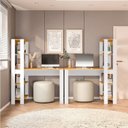 Ver imagem 5 de Conjunto com 2 Mesas Escrivaninhas com Estante e Licce 4 Prateleiras 120cm Freijó E Branco