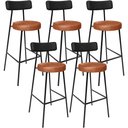 Ver imagem 1 de Kit 05 Banquetas Alta Bar Cozinha Sala De Jantar Milão L02 Couríssimo Preto Camel - Lyam Decor