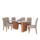 Ver imagem 2 de Sala de Jantar 6 Lugares Tampo de Vidro 180 cm Alice Cadeiras Madeira Maciça Cinamomo/Bege - Panoram