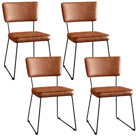 Kit 4 Cadeiras Decorativas Estofada Sala De Jantar Base Aço Allana L02 Couríssimo Camel - Lyam