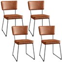 Ver imagem 1 de Kit 4 Cadeiras Decorativas Estofada Sala De Jantar Base Aço Allana L02 Couríssimo Camel - Lyam